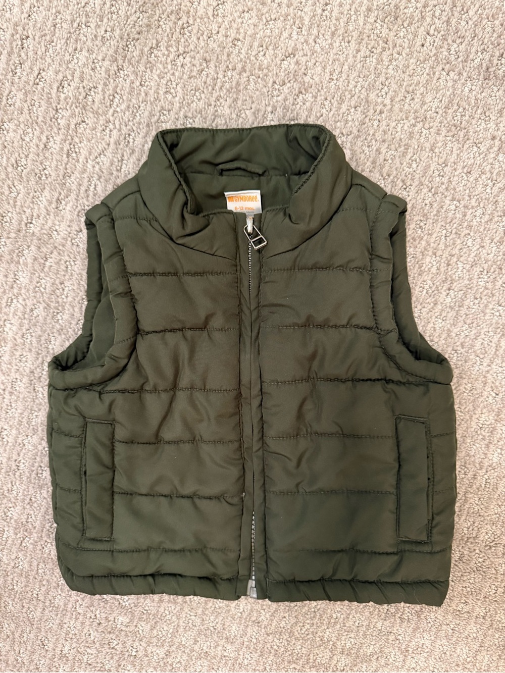 Gymboree Kids Olive Green Full Zip Puffer Vest 6-12M EUC